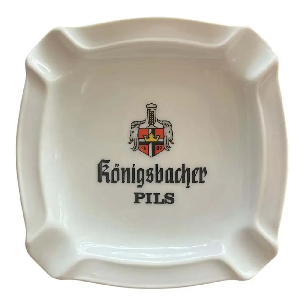 Vintage Rastal Königsbacher Pils German Porcelain Square Beer Ashtray